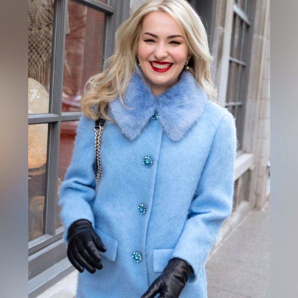 Kate spade Wild Ones Faux Fur Trim Coat Size 2 Like New. - Picture 5 of 8